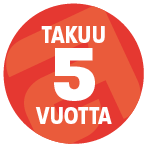 Tuotteella viiden vuoden takuu