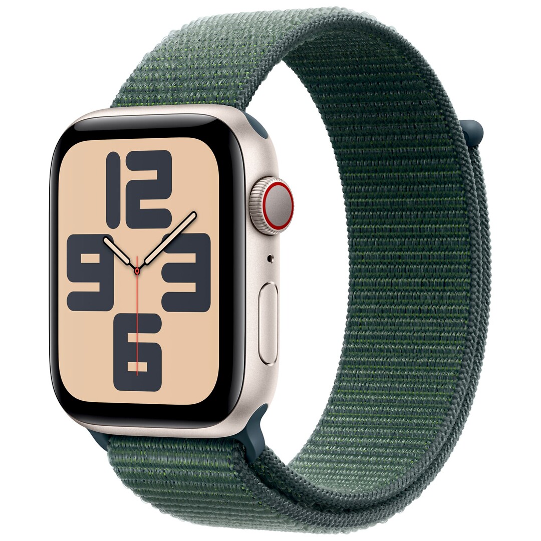 Apple Watch Se Gps + Cellular 44mm Starlight Aluminium Case With Lake Green Sport Loop