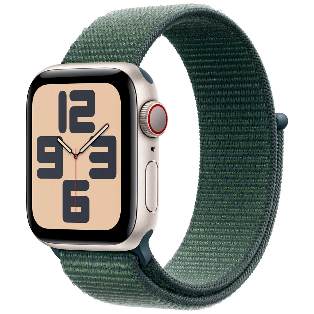 Apple Watch Se Gps + Cellular 40mm Starlight Aluminium Case With Lake Green Sport Loop