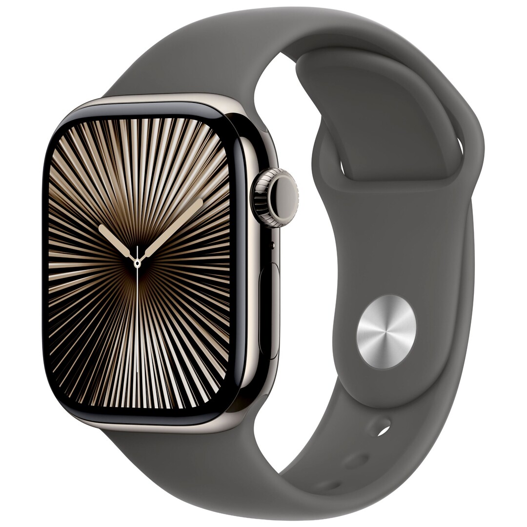 Apple Watch Series 10 Gps + Cellular 42mm Natural Titanium Case With Stone Grey Sport Band - S/m