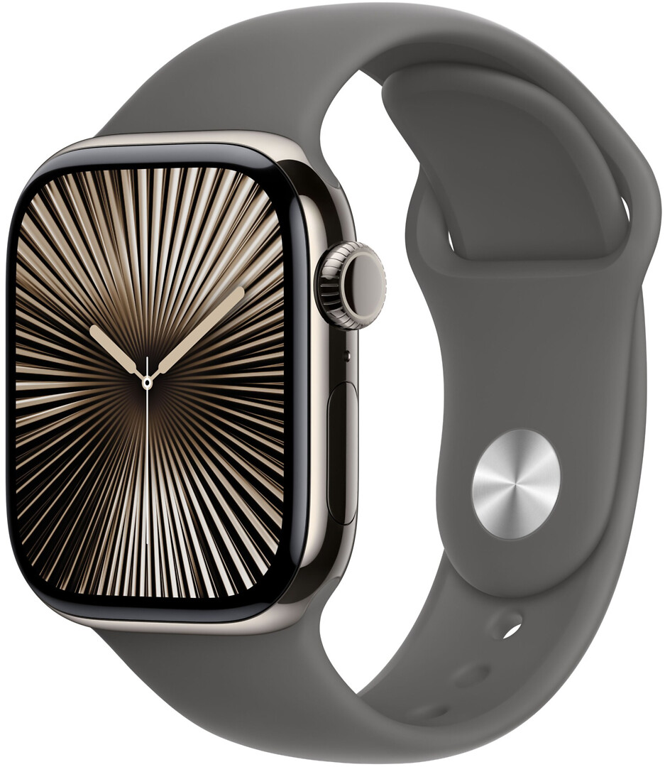 Apple Watch Series 10 Gps + Cellular 46mm Natural Titanium Case With Stone Grey Sport Band - S/m