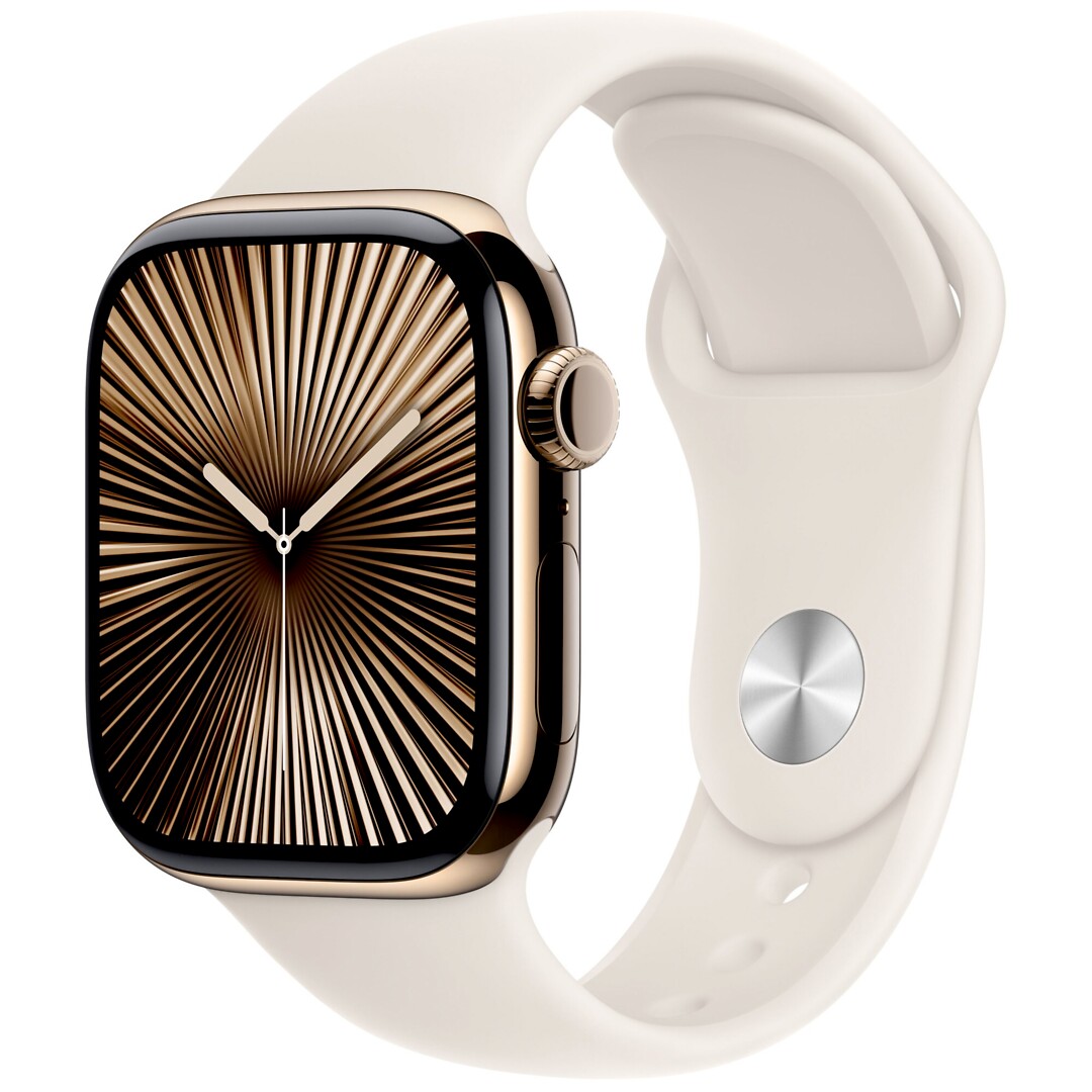 Apple Watch Series 10 Gps + Cellular 46mm Gold Titanium Case With Starlight Sport Band - M/l