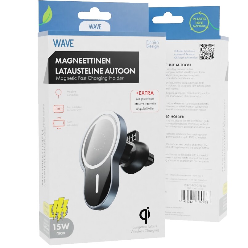 Wave Qi Magneettinen Latausteline Autoon