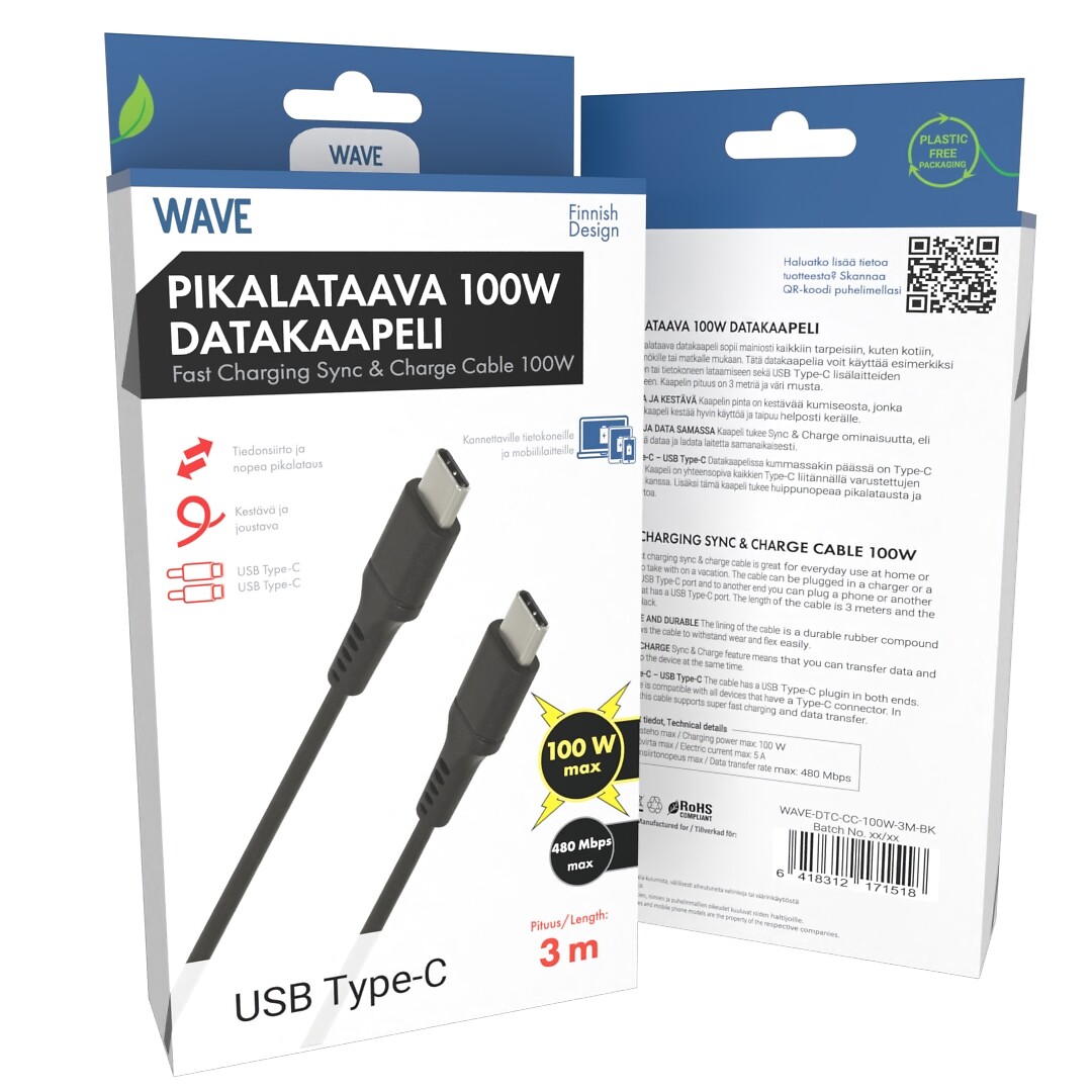 Wave Pikalataava 100w 3m Datakaapeli