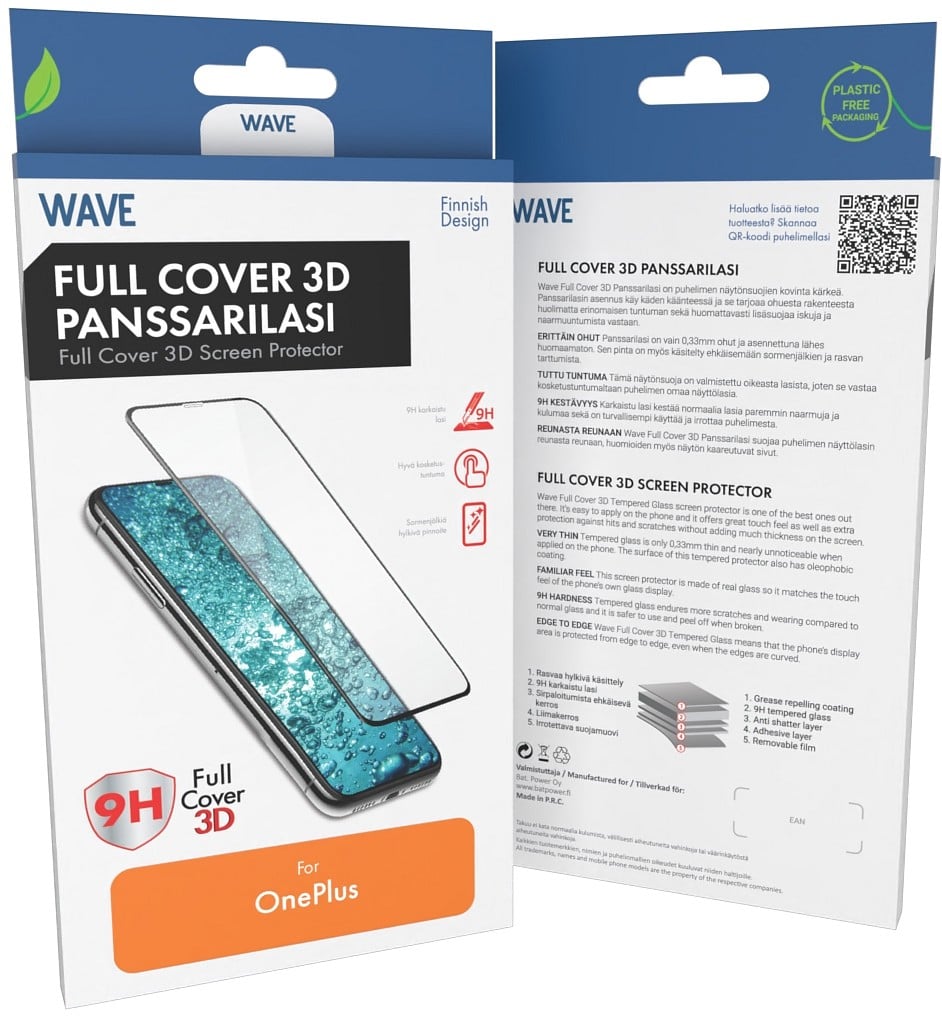 Wave Oneplus 13r Full Cover Panssarilasi, Musta Kehys