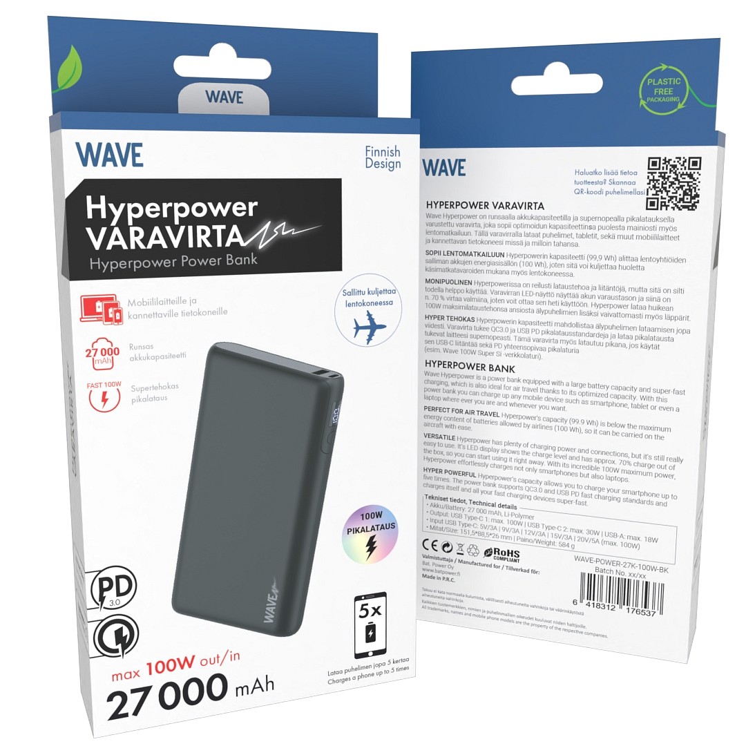 Wave Hyperpower 27000mah Lisävirta, Li-polymer