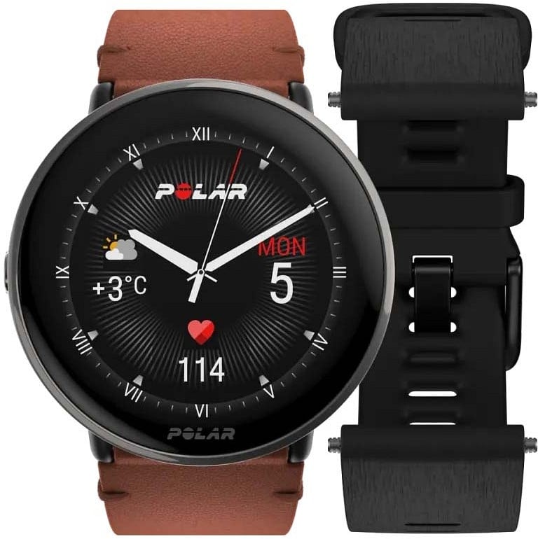 Polar Ignite 3 Titanium Älykello, Ruskea Nahka Ja Musta