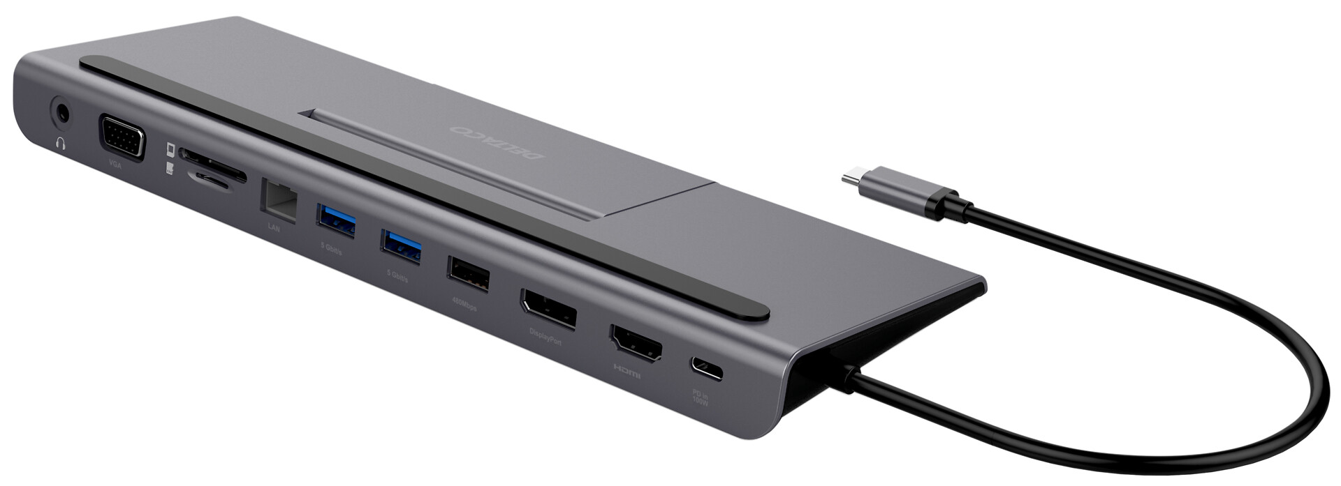DELTACO USB-C Telakointiasema
