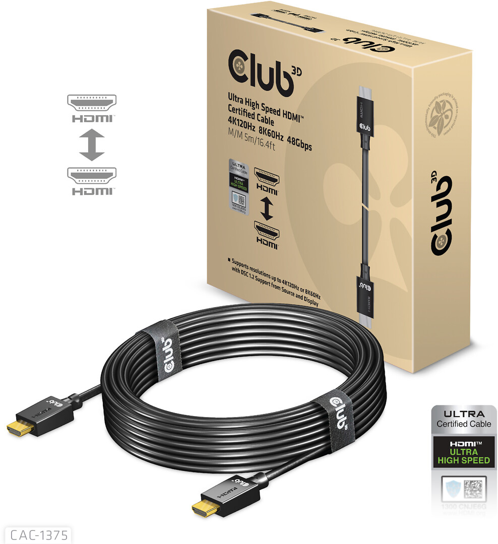 Club 3d Hdmi 2.1 Male To Hdmi Kaapeli