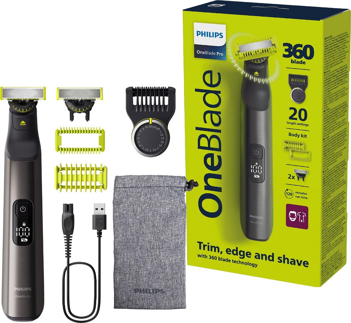 PHILIPS QP6552/15 Oneblade Pro 360 Face + Body Trimmeri