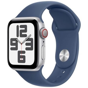 Apple Watch Se Gps + Cellular 40mm Silver Aluminium Case With Denim Sport Band - S/m