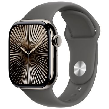 Apple Watch Series 10 Gps + Cellular 42mm Natural Titanium Case With Stone Grey Sport Band - M/l