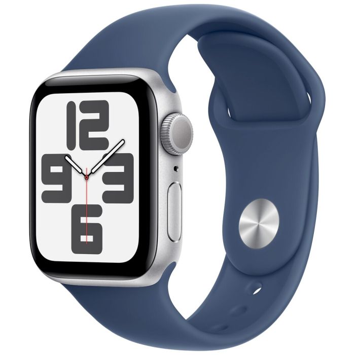 Apple Watch Se Gps + Cellular 44mm Silver Aluminium Case With Denim Sport Band - S/m