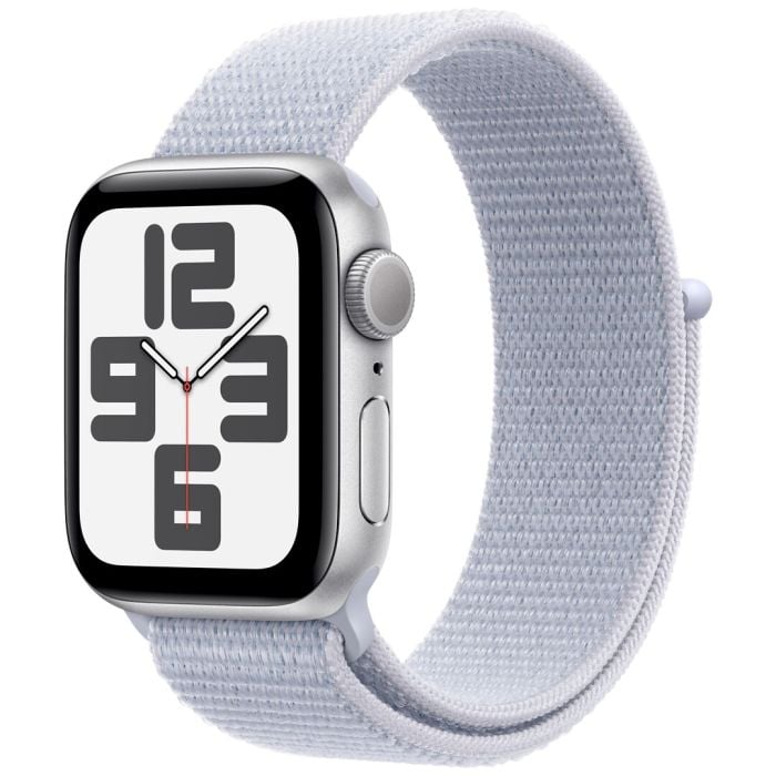 Apple Watch Se Gps + Cellular 44mm Silver Aluminium Case With Blue Cloud Sport Loop