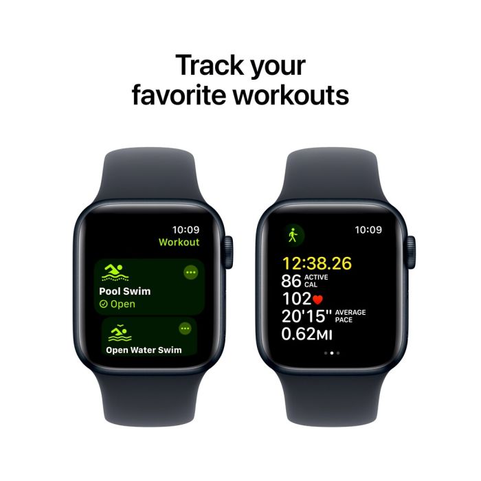 Apple Watch Se Gps 44mm Midnight Aluminium Case With Midnight Sport Band - M/l