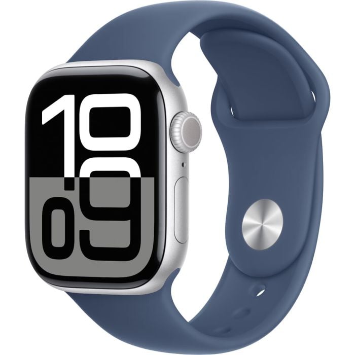 Apple Watch Series 10 Gps 42mm Silver Aluminium Case With Denim Sport Band - S/m