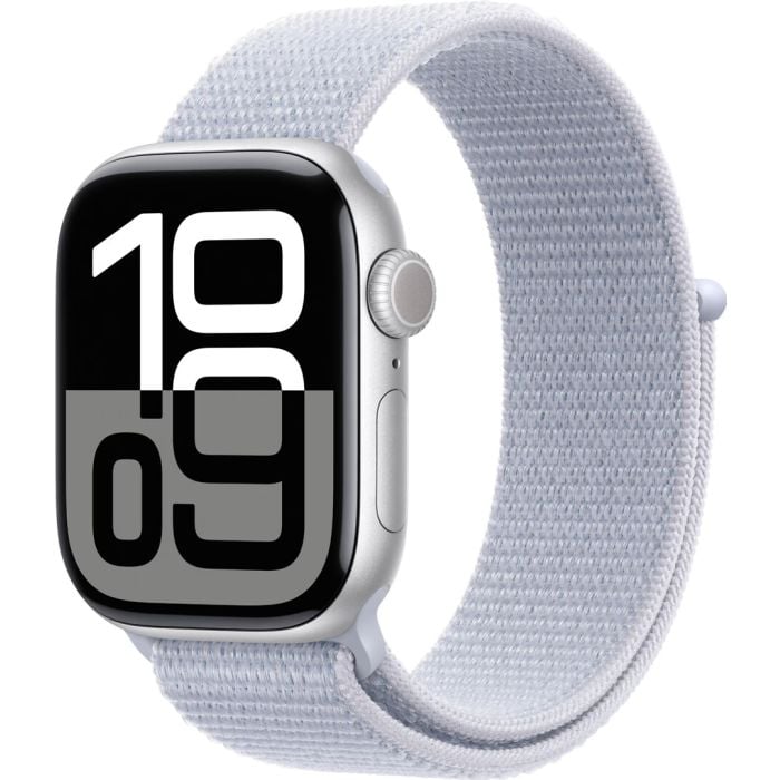 Apple Watch Series 10 Gps 42mm Silver Aluminium Case With Blue Cloud Sport Loop