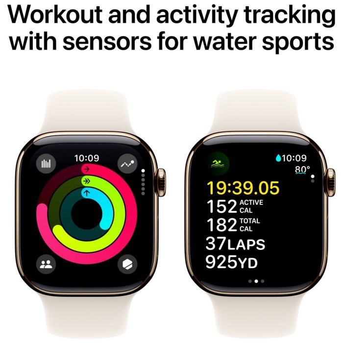 Apple Watch Series 10 Gps + Cellular 42mm Gold Titanium Case With Starlight Sport Band - M/l