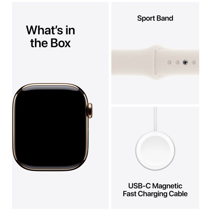 Apple Watch Series 10 Gps + Cellular 42mm Gold Titanium Case With Starlight Sport Band - M/l
