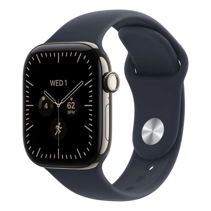 Apple Watch Series 12 Gps + Cellular 42mm Natural Titanium Case With Navy Blue Sport Band - S/m