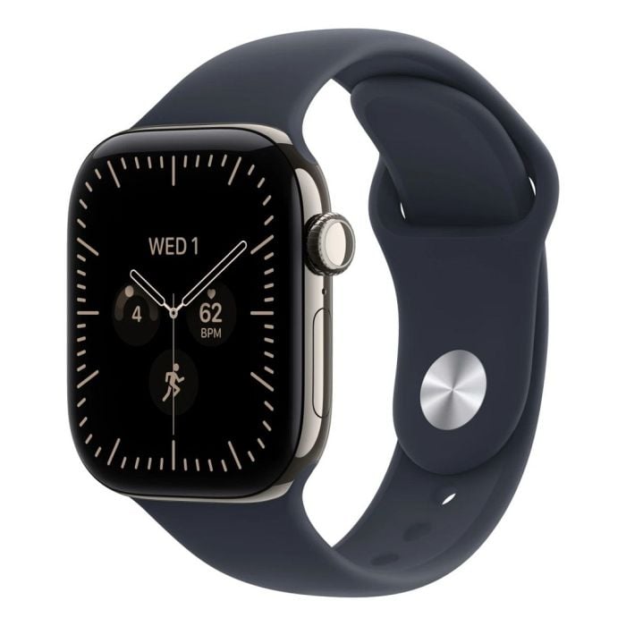 Apple Watch Series 12 Gps + Cellular 42mm Natural Titanium Case With Navy Blue Sport Band - M/l