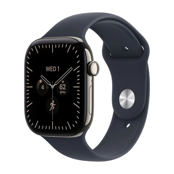 Apple Watch Series 12 Gps + Cellular 46mm Natural Titanium Case With Navy Blue Sport Band - S/m