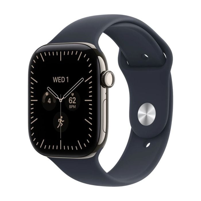Apple Watch Series 12 Gps + Cellular 46mm Natural Titanium Case With Navy Blue Sport Band - M/l