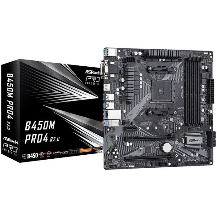 Asrock B450m Pro4 R2.0 Am4 Microatx Emolevy