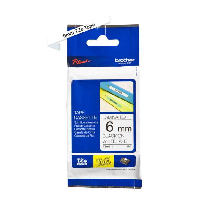 Brother Tze211 6mm Black/white
