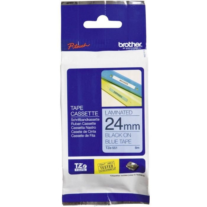 Brother Tz551 24 Black On Blue
