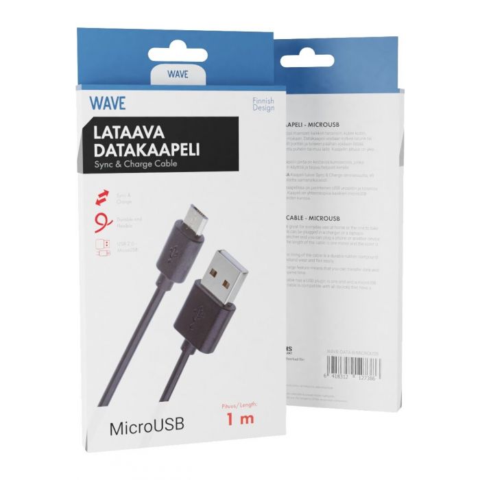 Musta Lataava Datakaapeli Microusb