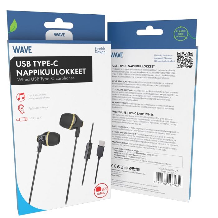 Wave Nappikuulokkeet Mikrofonilla