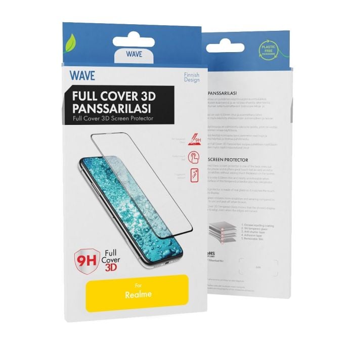 Wave Full Cover 3d Panssarilasi, Realme 16 Pro+, Musta Kehys