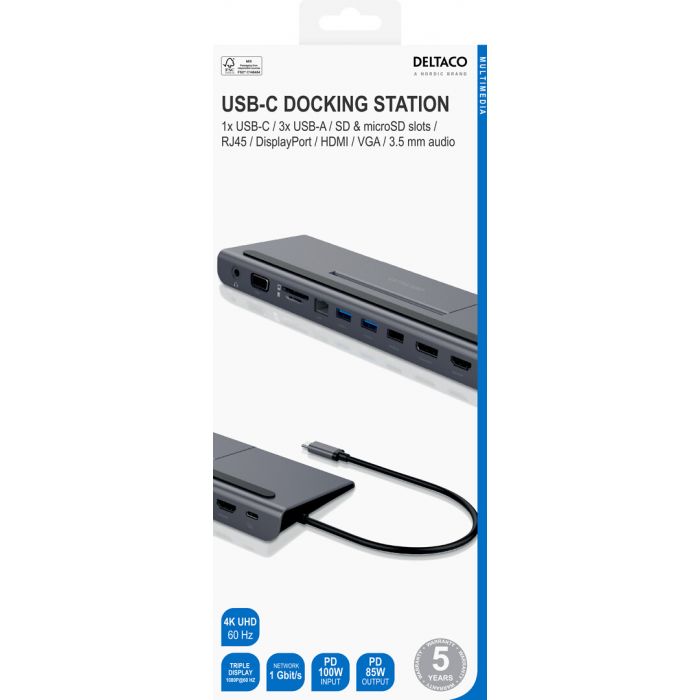 Deltaco Usb-c Telakointiasema