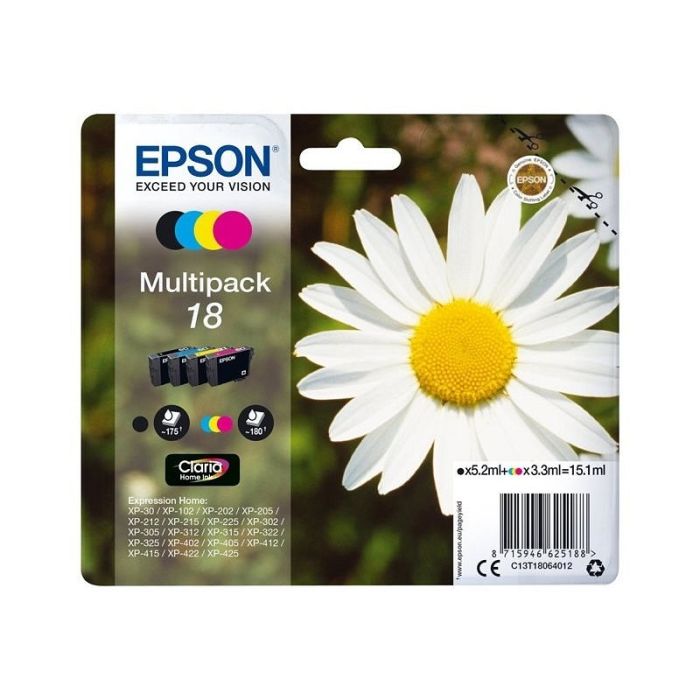 Epson 18 Ink Cartridge 4-pack Mustepatruunapakkaus