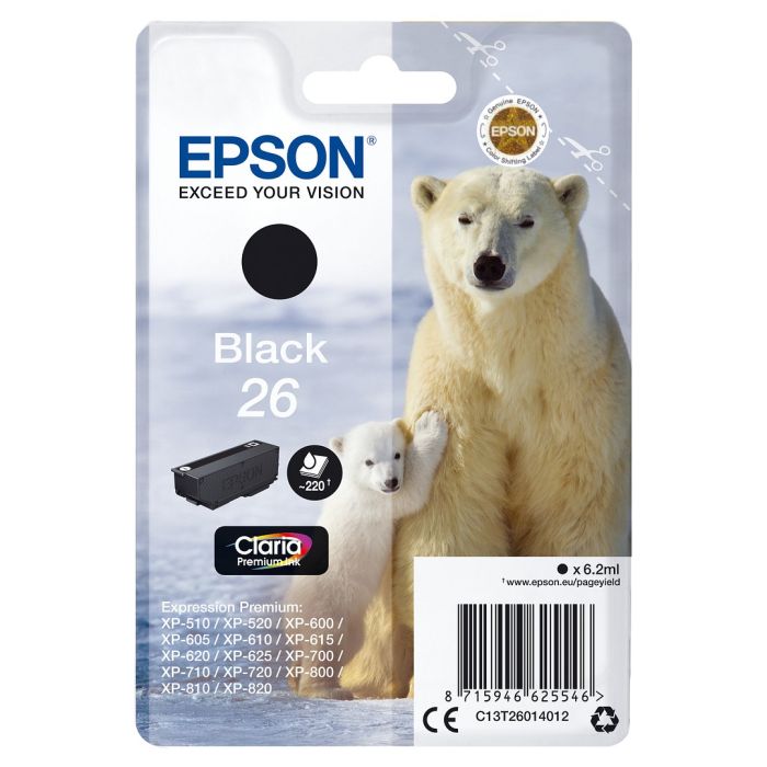 Epson 26 Ink Cartridge Black Mustepatruuna