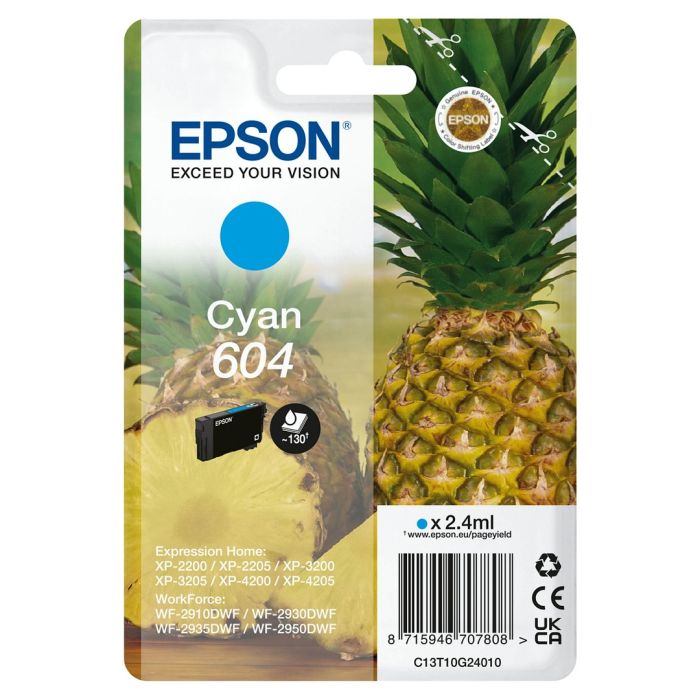 Epson Pineapple Singlepack Cyan 604 Ink Mustepatruuna