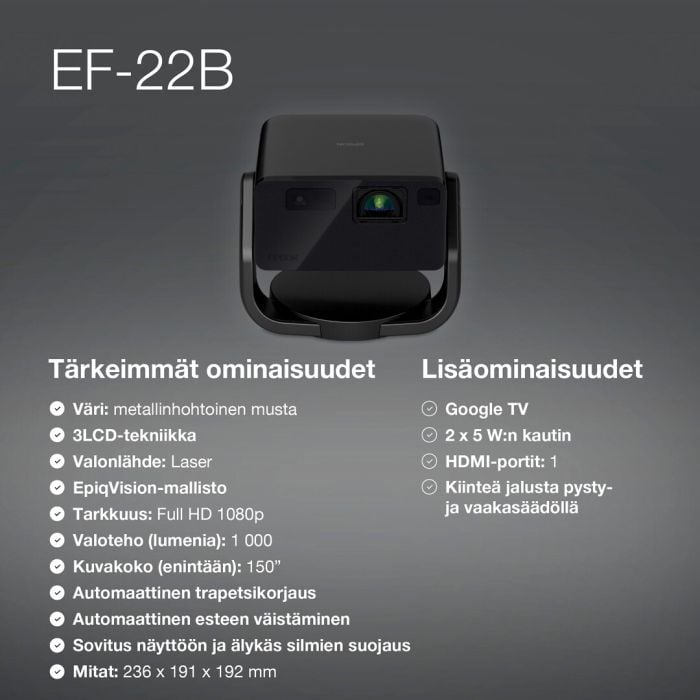 Epson Ef-22b Minilaserprojektori-tv