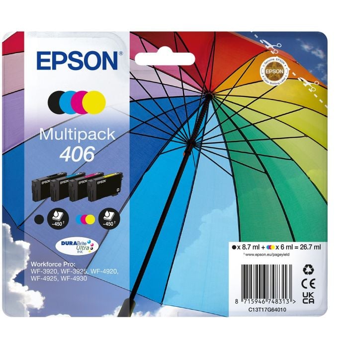 Epson 406 Sateenvarjo -monipakkaus, Vakiokoko