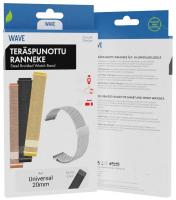 Wave teräspunottu ranneke 20mm, äly- ja urheilukelloille, musta