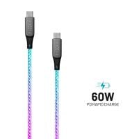 FIXED Glowing latauskaapeli, USB-C, 1,2 m, 60 W, monivärinen