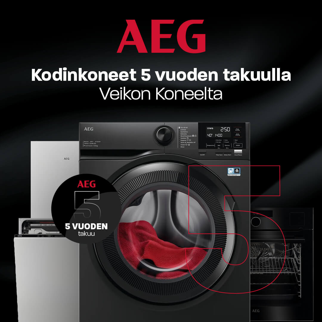 AEG kodinkoneet 5 vuoden takuulla vain Veikolta!