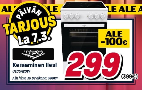 P&auml;iv&auml;n tarjous voimassa vain 7.3!