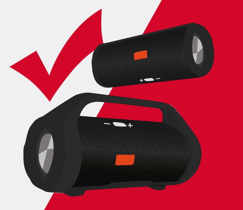 Bluetooth-kauttimien erot Kuvituskuva kahdesta erilaisesta Bluetooth-kauttimesta