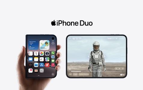 Esittelyss&auml; iPhone Duo, ensimm&auml;inen taittuva iPhone. Avattuna se on ohuin iPhone, jossa on kaikkien aikojen suurin n&auml;ytt&ouml; &ndash; 50 prosenttia suurempi kuin iPhone 18 Pro Maxissa.