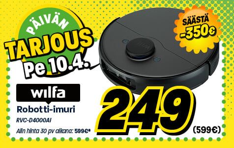 Wilfa robotti-imuri perjantain 10.4. p&auml;iv&auml;n tarjous!