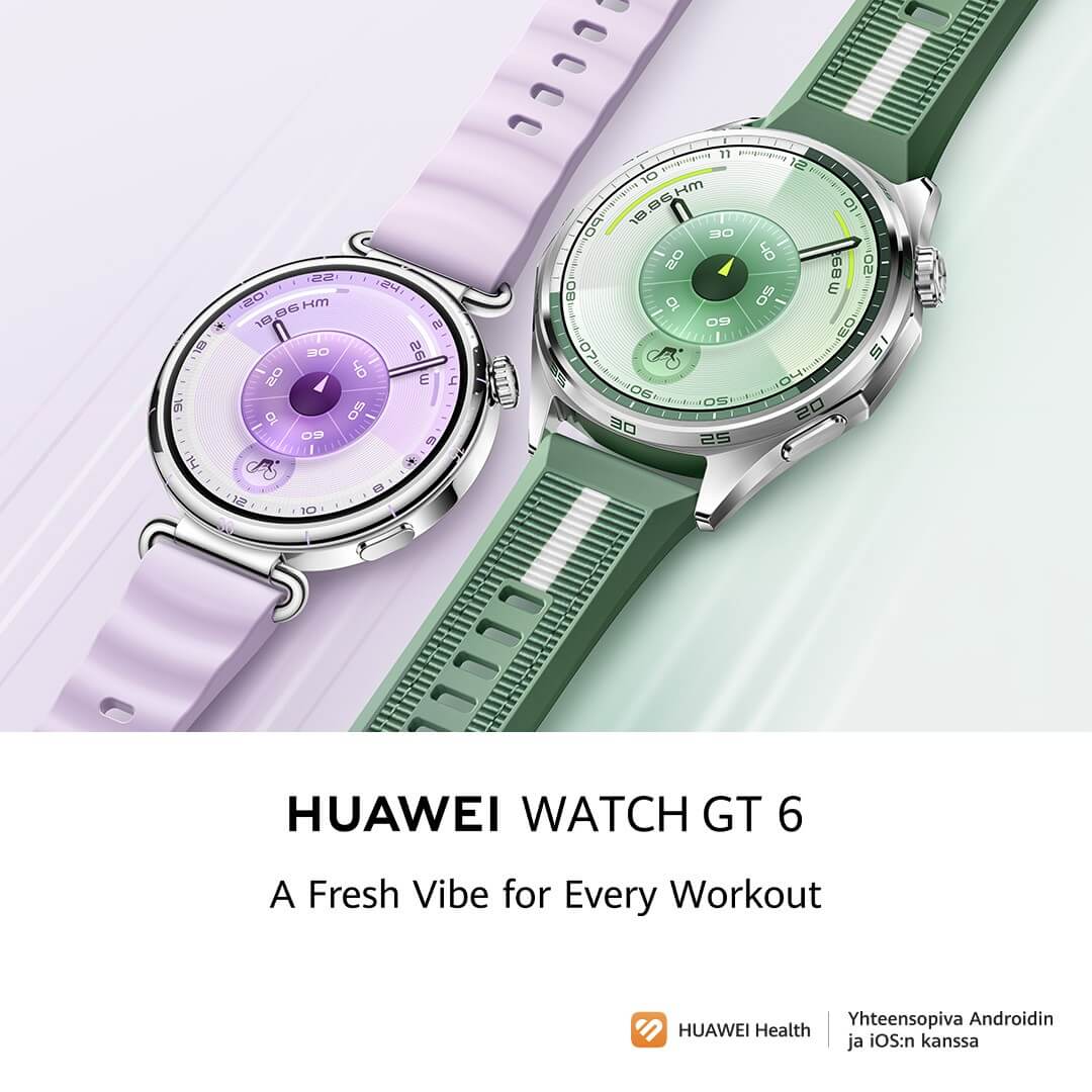 Huawei Watch GT 6 tarjoaa pyöräilyn tehomittarit, yli 100 urheilutilaa ja tunne-elämän seurannan.