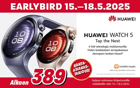 Huawei Watch 5 nyt earlybird tarjouksessa!