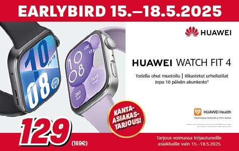 Huawei Watch Fit 4 nyt early bird tarjouksessa!