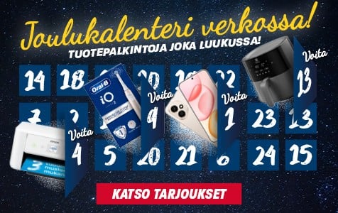 Mahdollisuus voittaa upeita palkintoja joka p&auml;iv&auml; aina jouluaattoon saakka! Klikkka ja lue lis&auml;&auml;. 